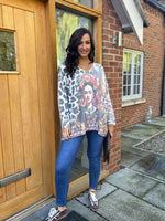 Multicolour Soft Touch Leopard Character Knit Ava